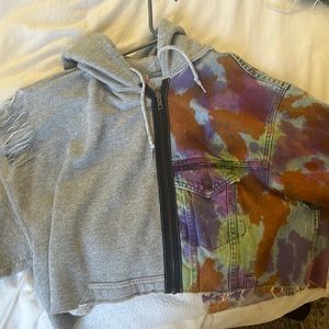 LF/CARMAR half denim jacket half grey jacket, cropped. (worn once)